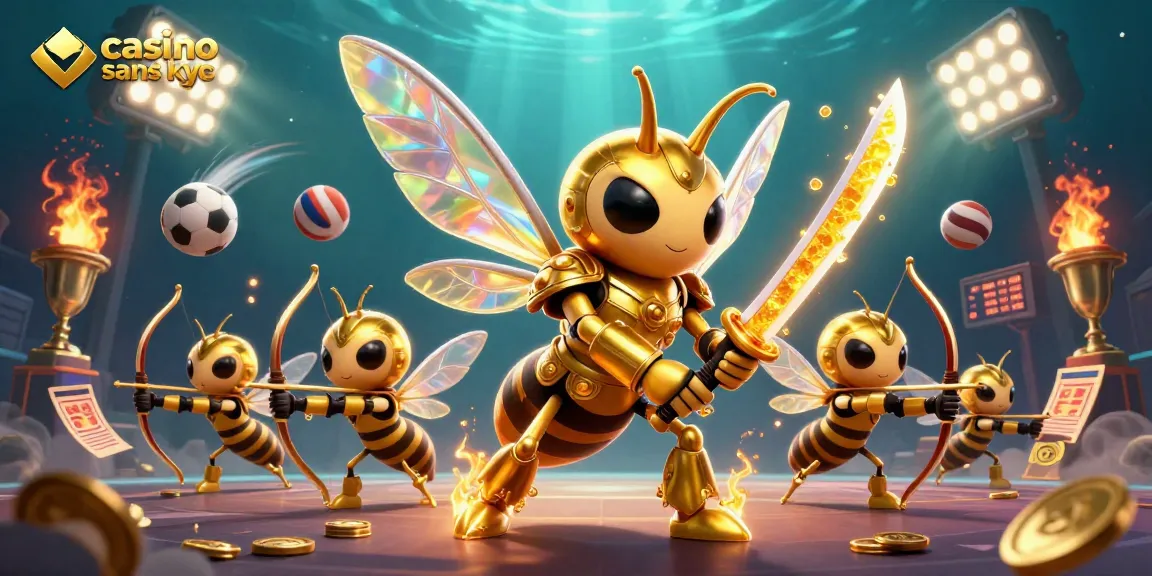 Gagnez au casino sans KYC avec une illustration dynamique illustrant l'action de jeux.