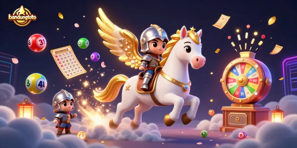Experience the thrill of winning at bandungtoto with vibrant lottery elements and fantasy characters.