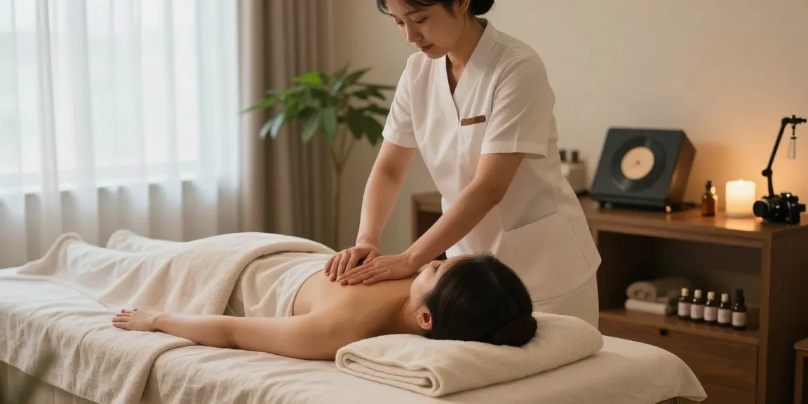 Relaxing 안양출장안마 session with a therapist in a serene spa setting