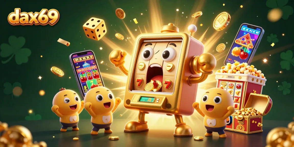Dax69 memberikan pengalaman bermain slot yang seru dengan jackpot besar dan mesin slot mengeluarkan koin emas.