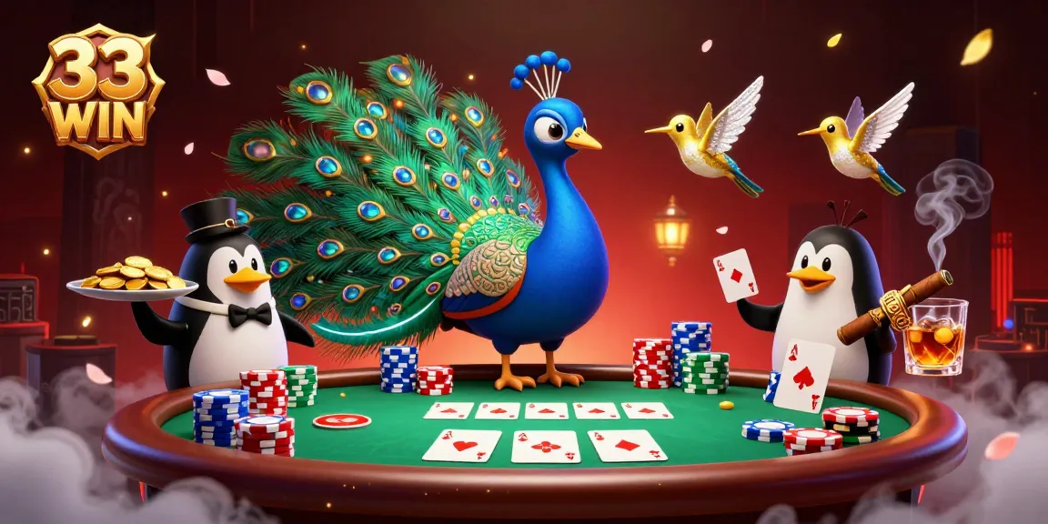 Experience the excitement of 33 WIN with a vibrant casino scene showcasing thrilling poker elements.