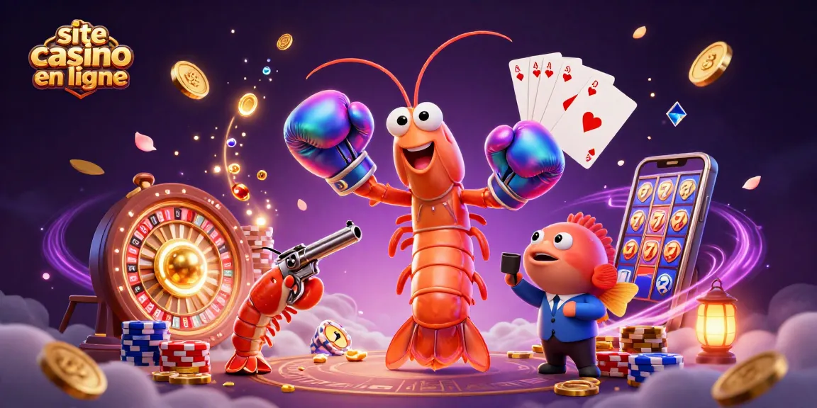 Illustration 3D vibrant représentant le site casino en ligne avec des personnages animés et des éléments de jeu captivants.