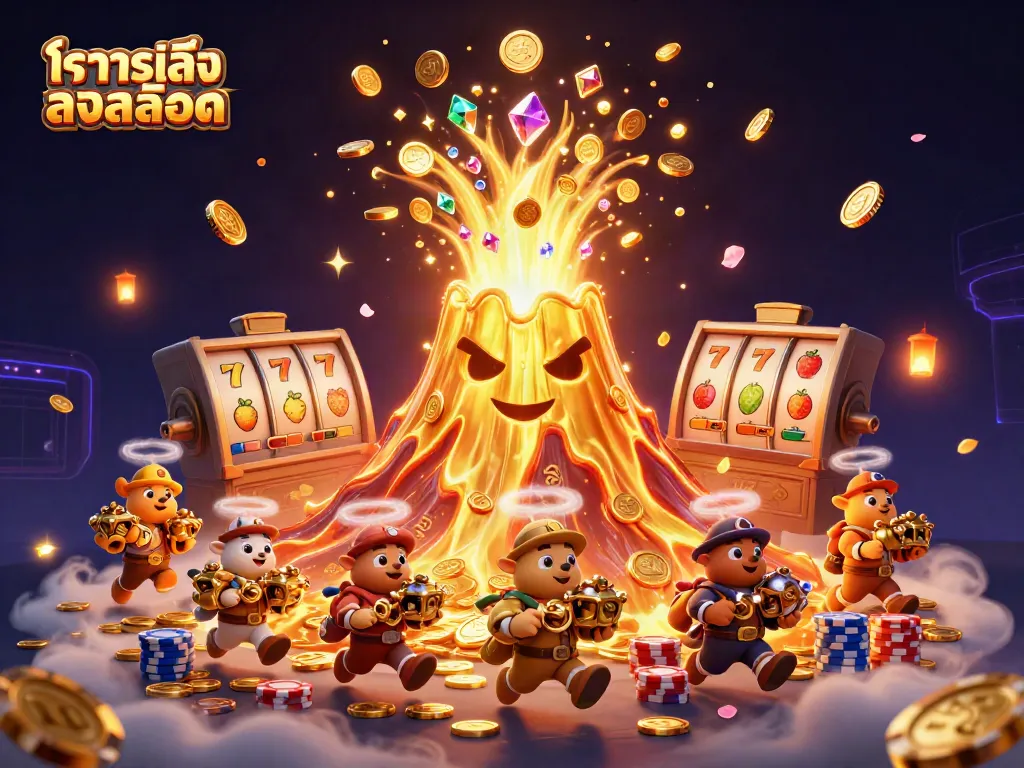 ทดลองเล่นสล็อต ในภาพประกอบสุดยอดที่แสดงความตื่นเต้นและการรับโชคในคาสิโนออนไลน์