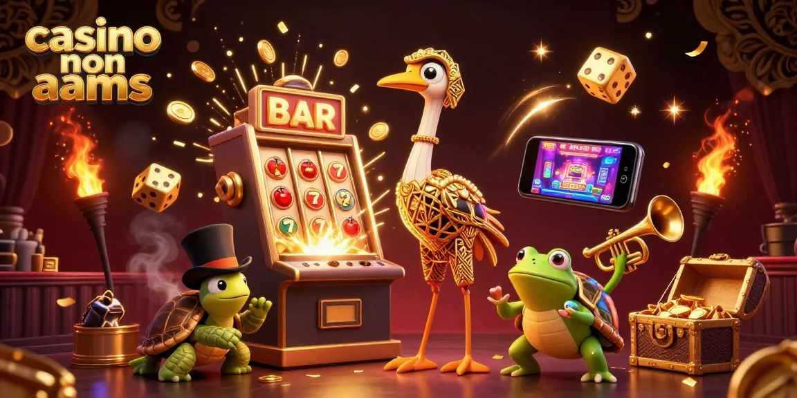 Vivi l'emozione nei casino non AAMS con personaggi vivaci e elementi casinò in una ricca scena 3D.