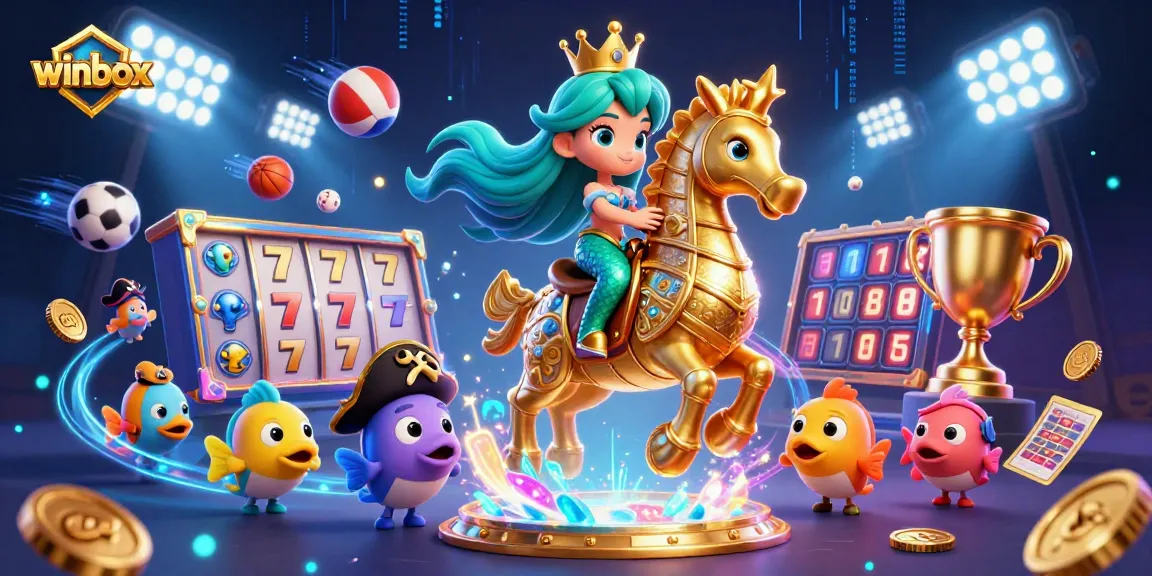 Winbox delivers thrilling gameplay with colorful slots and dynamic sports elements in an exciting 3D illustration.