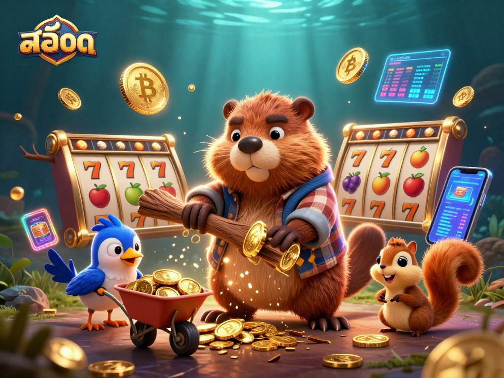 Spin and win using สล็อต with animated characters and vibrant casino elements.