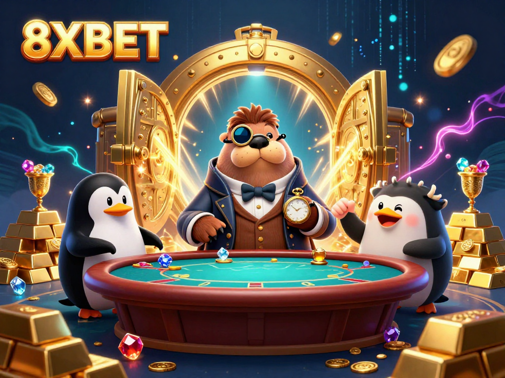 Play poker at 8XBET with a jolly walrus, penguin dealer, and a bluffing pufferfish