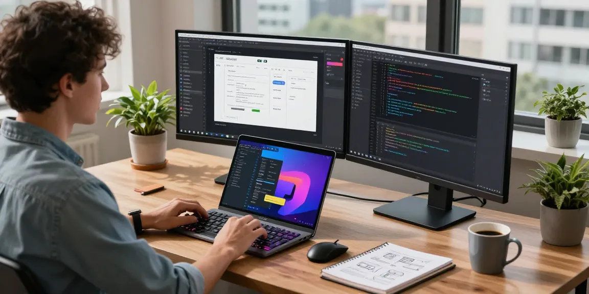 Developer using snipaste on dual monitors in a modern workspace