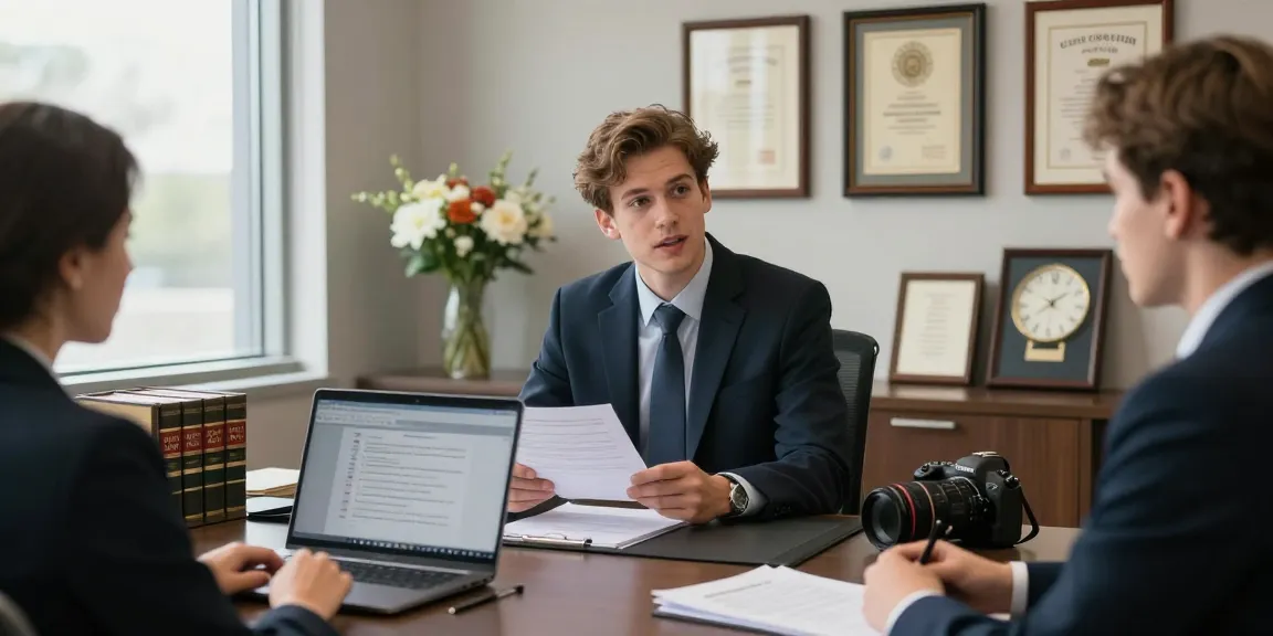 Bradley Robinson Alabama discussing legal matters with a client in a modern office.