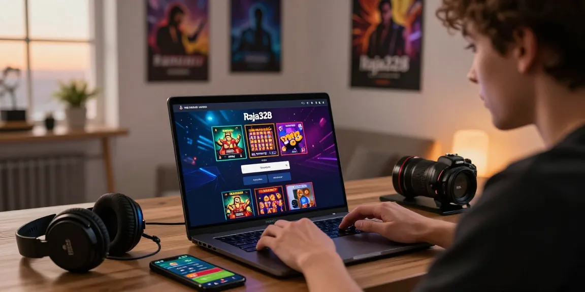 Engaged user navigating the raja328 login page for online betting on a laptop.