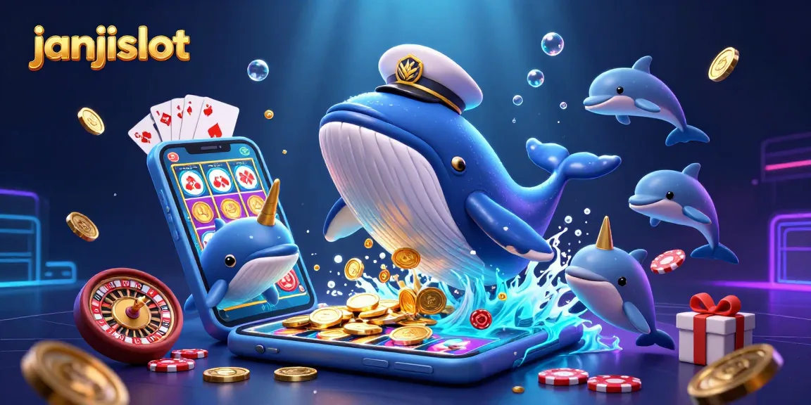 Engage with janjislot while exploring a vibrant underwater casino scene with dynamic characters.