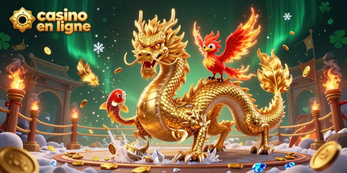 Vivez un gameplay palpitant au casino en ligne mis en avant par le duo majestueux du dragon et du phœnix.
