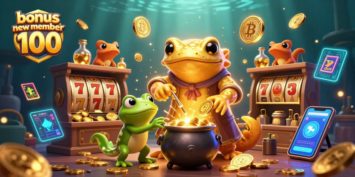 Spin to win with the bonus new member 100 in an engaging casino scene filled with excitement.