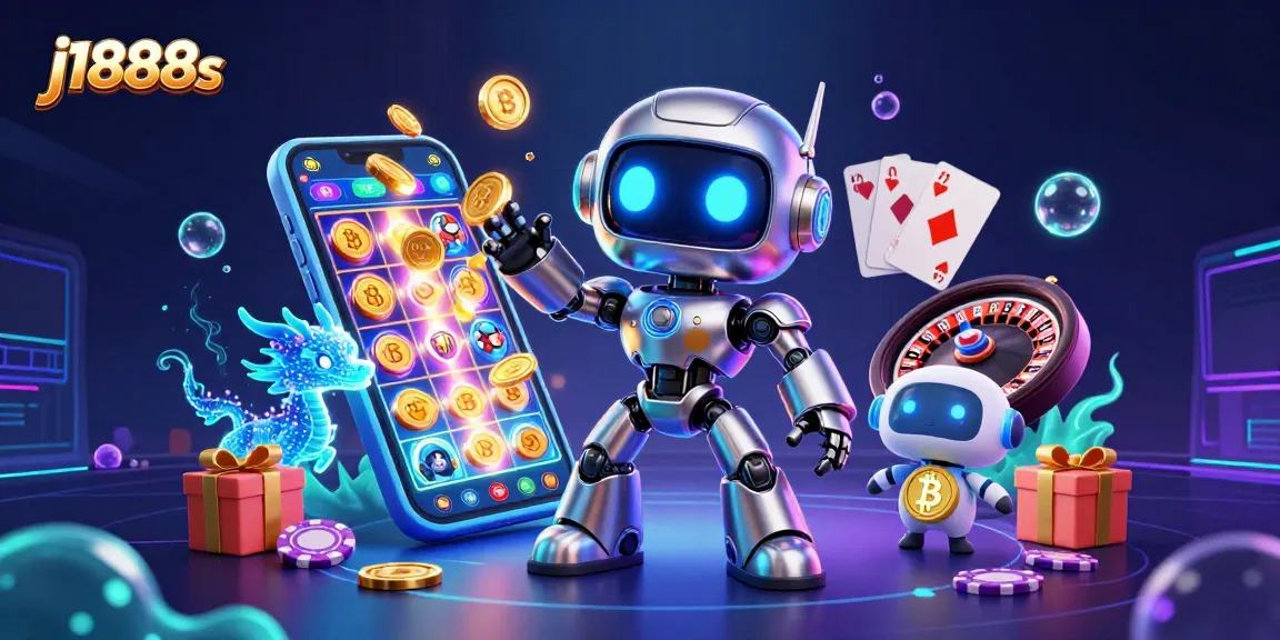 Experience thrilling gaming with j1888s, featuring a vibrant cyberpunk scene and exciting casino elements.