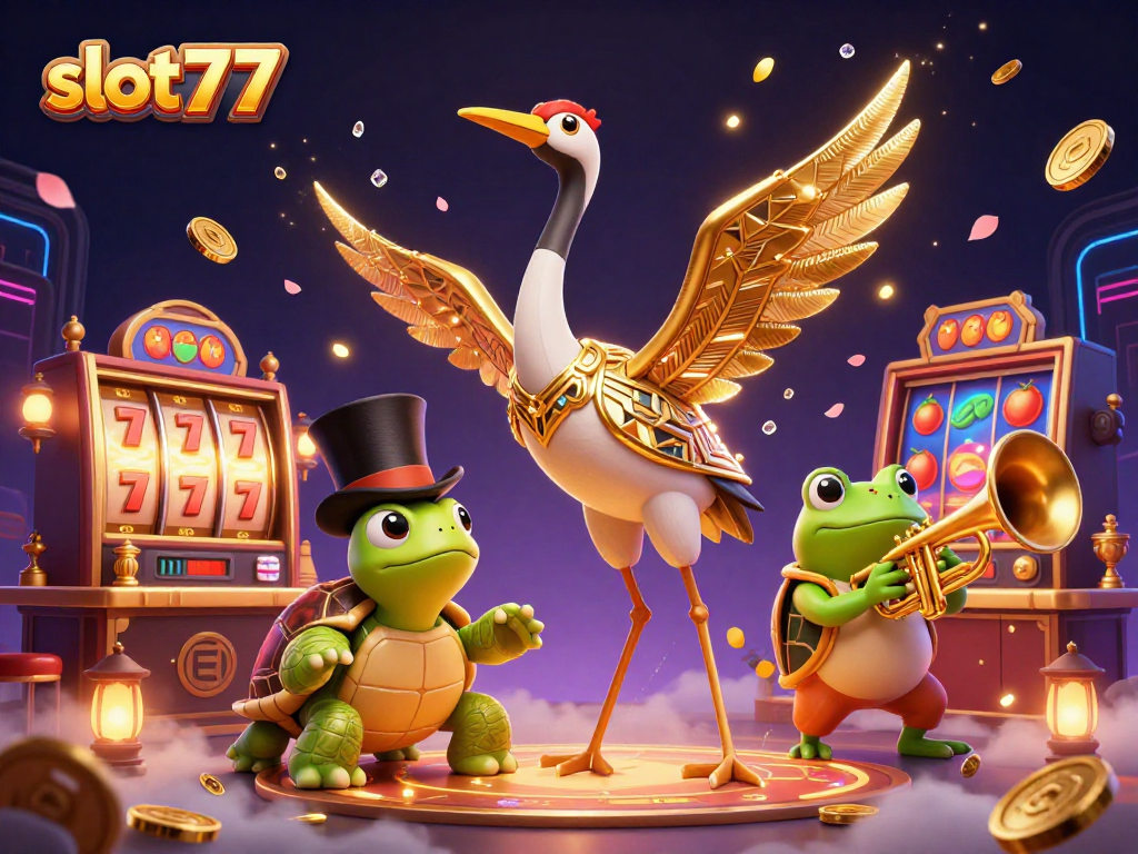 Experience vibrant gameplay with slot777 and animated fortune characters in a dazzling casino scene.