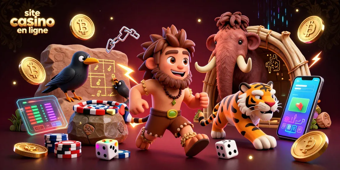 Jouez sur le site de casino en ligne avec des personnages préhistoriques dans un décor vivant.
