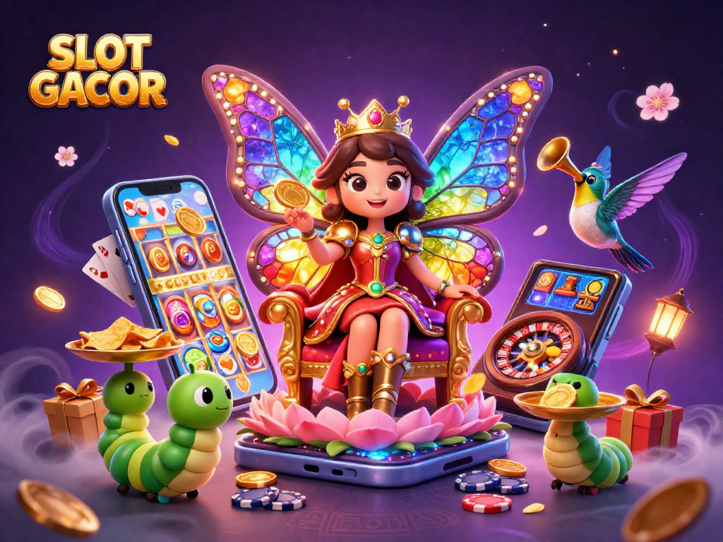 Spin the reels for SLOT GACOR excitement with animated characters and dynamic casino elements.