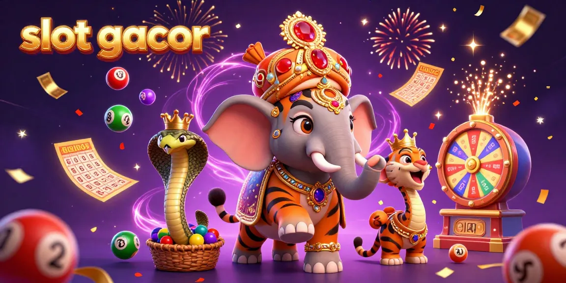 Engage with slot gacor action in a vibrant 3D casino illustration featuring joyful characters and dynamic elements.