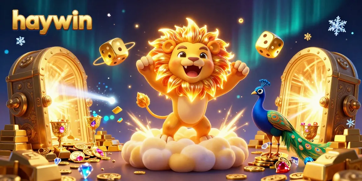 Experience thrilling wins at haywin with vibrant 3D slots and golden treasures amidst a lively casino scene.