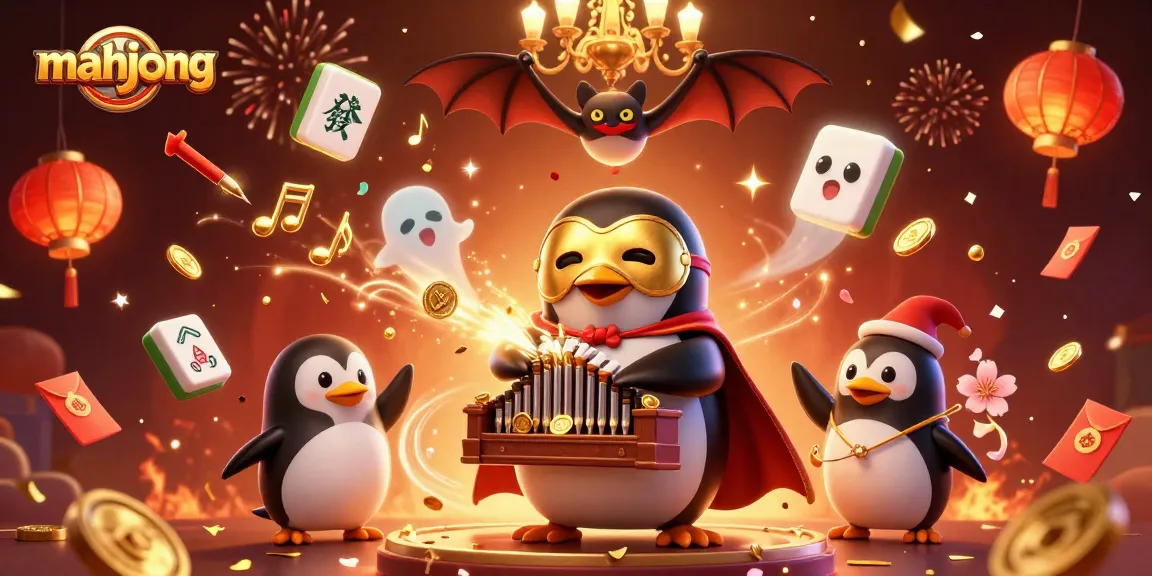 Play mahjong with festive elements in a vibrant 3D casino scene filled with energy.