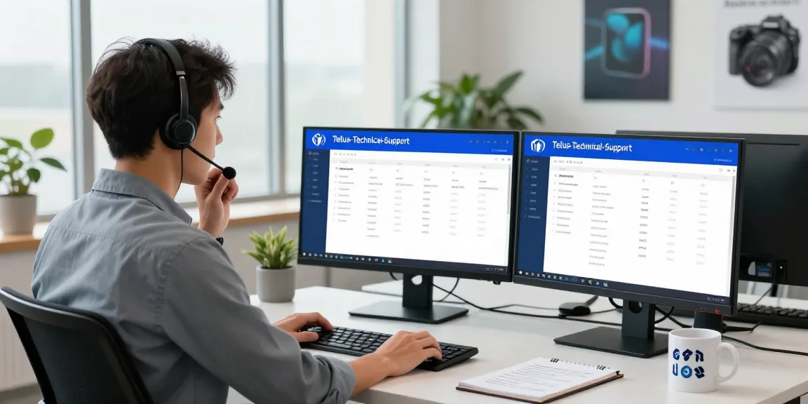 Expert providing Telus-Technical-Support in a modern office, showcasing professional tech assistance.