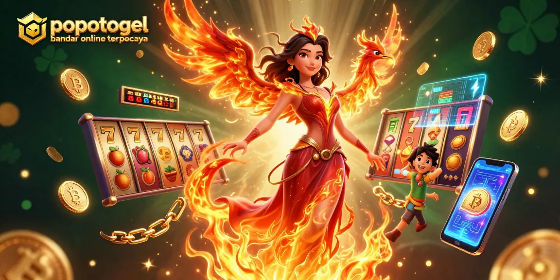 Engage in exciting slot gaming with popotogel bandar online terpercaya featuring vibrant characters and dynamic casino elements.