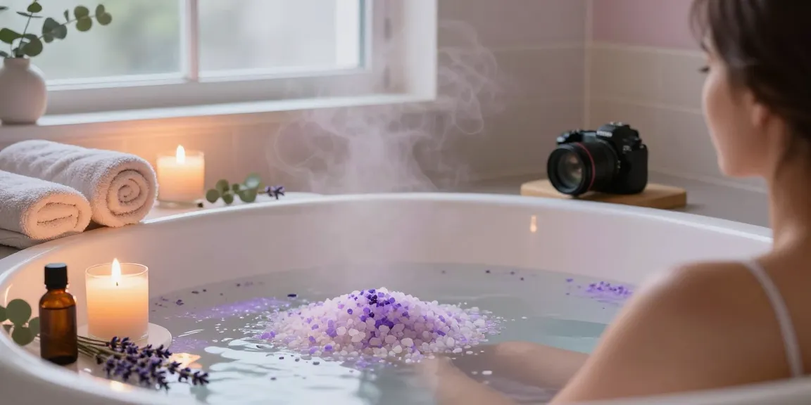 Relaxing spa scene showcasing Ivory Wave Ultra bath salts for a soothing bath experience.