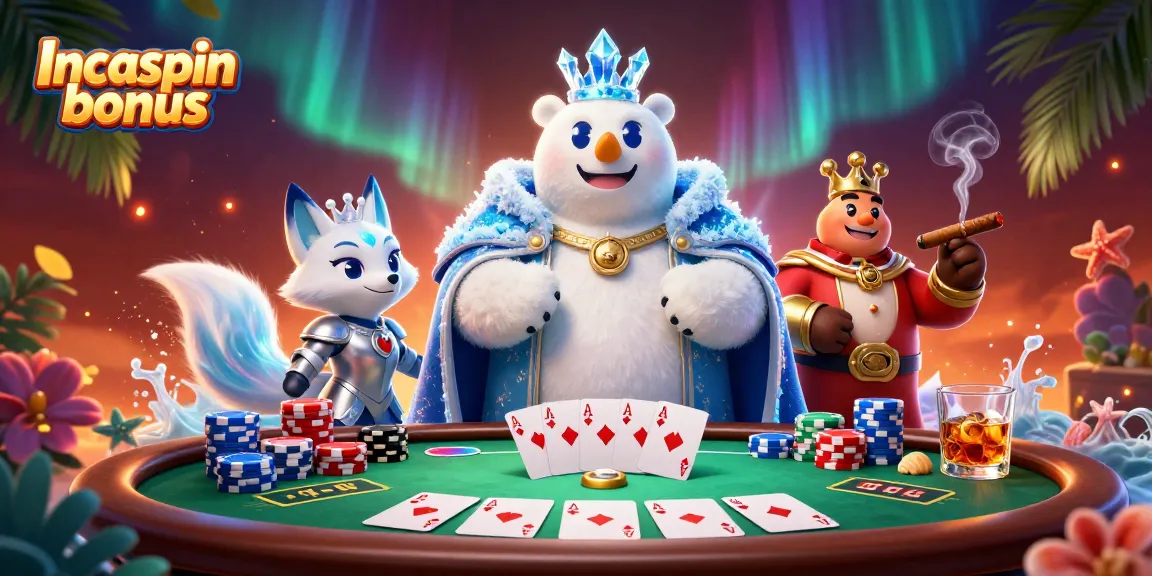 Join the excitement with the Incaspin bonus, featuring vibrant casino elements and captivating characters.