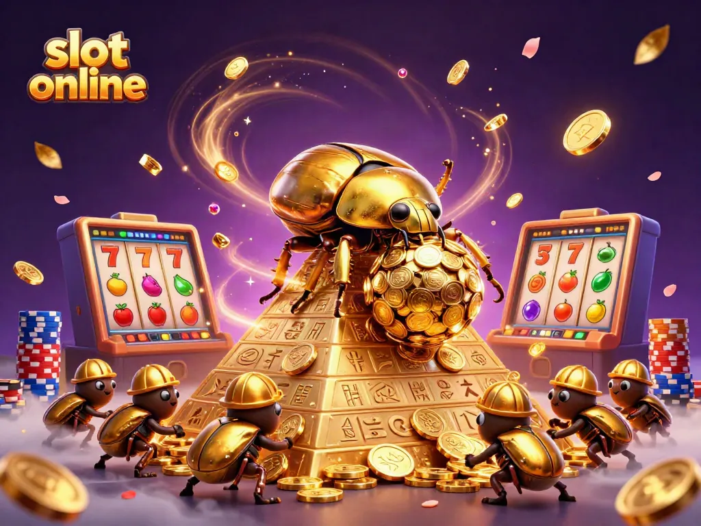 Spin lucky reels and win with slot online action, featuring vibrant coins and colorful symbols.