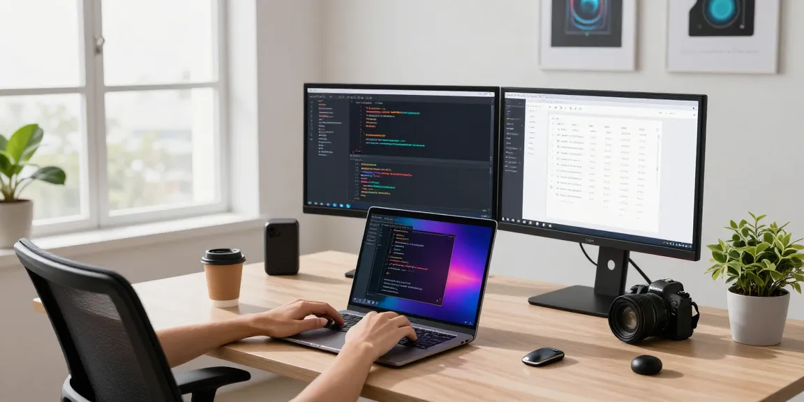 Developer coding in vibrant digital workspace using 纸飞机中文版 for enhanced productivity.