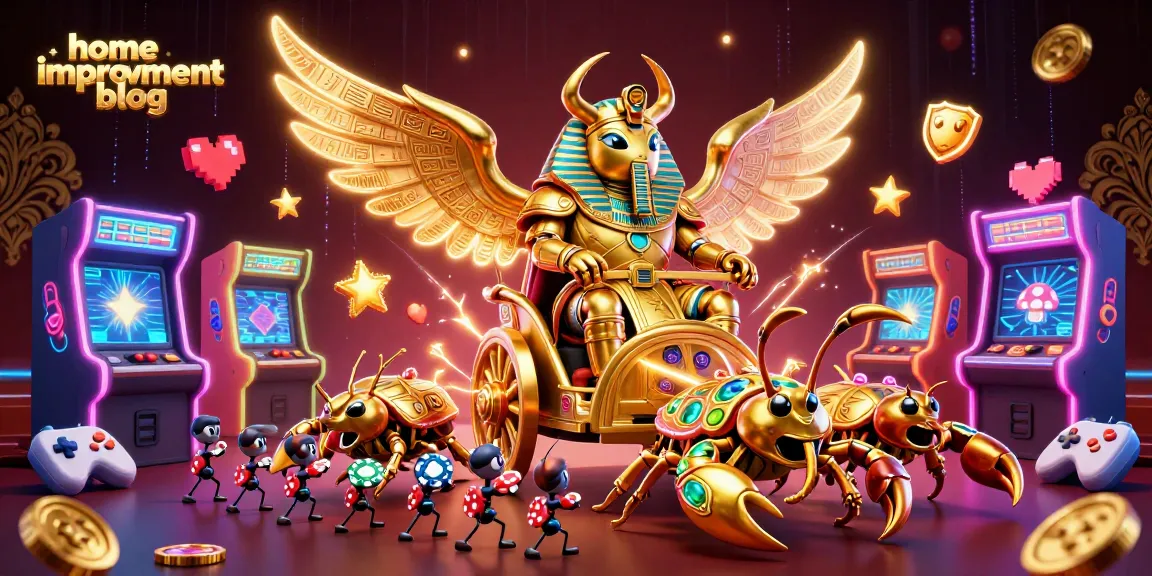 Engage with the home improvement blog and discover vibrant casino themes through a dynamic illustration.