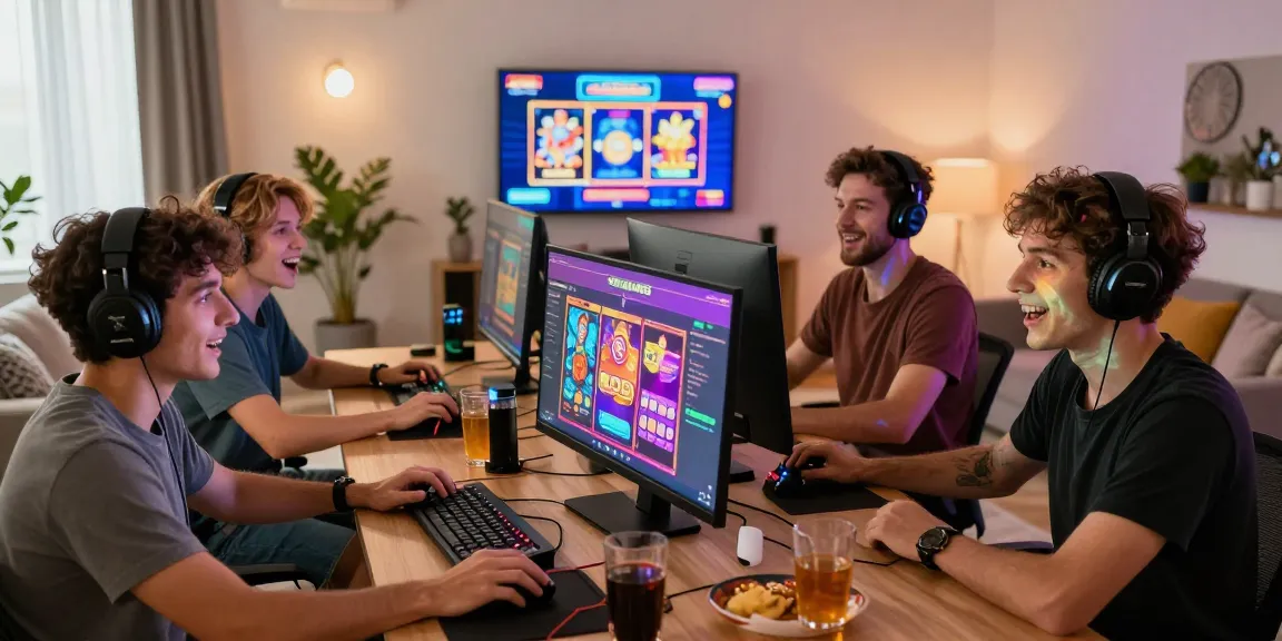 Friends enjoying games at siti casino non AAMS in a vibrant living room.