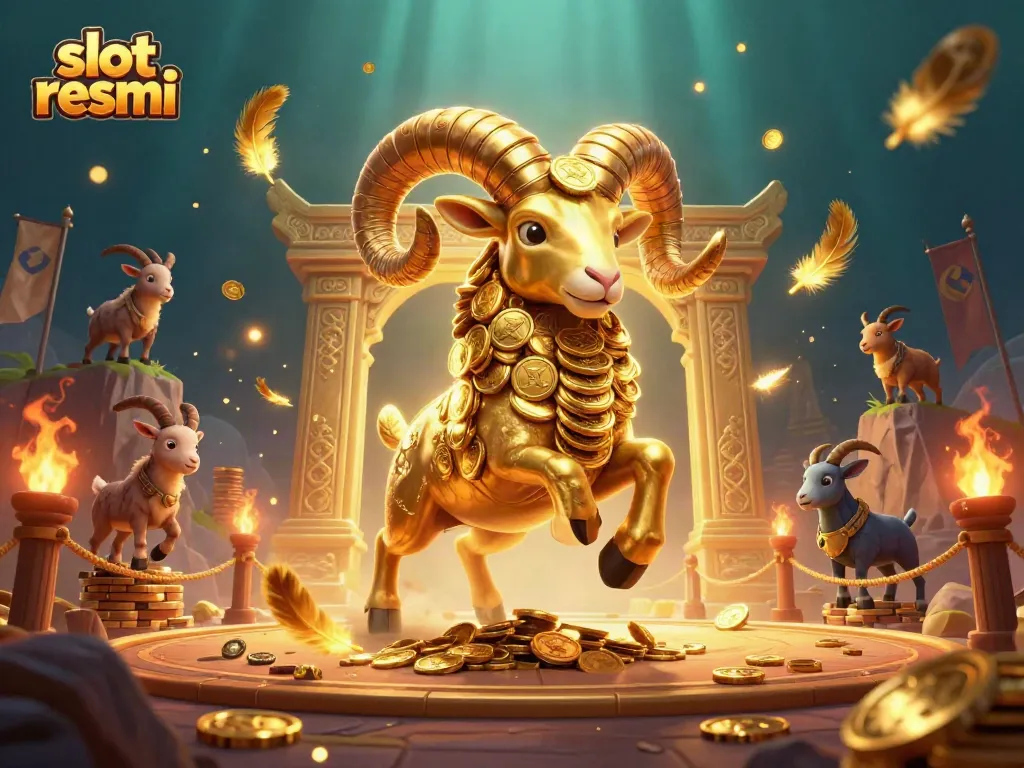 Experience thrilling gameplay with slot resmi featuring a golden ram charging at a luxurious gate.