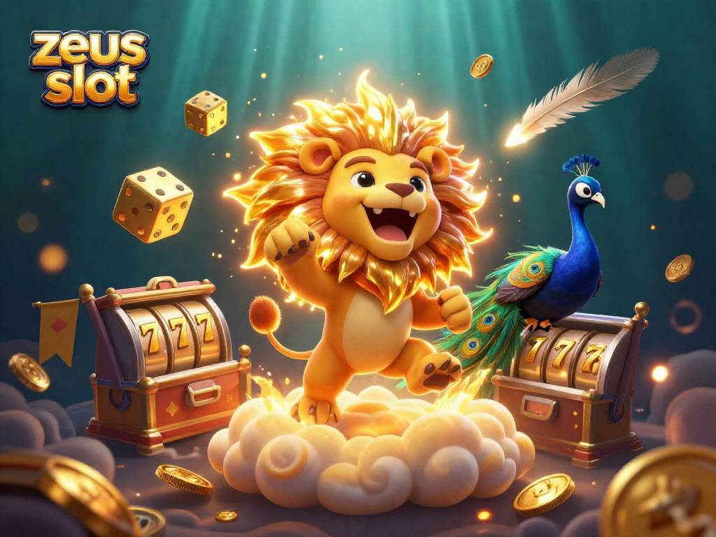Experience the excitement of zeus slot with golden coins, vibrant characters, and dynamic casino elements.