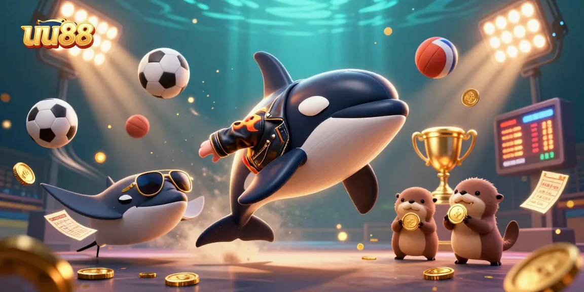 Play exciting games at uu88 with a colorful underwater casino scene featuring engaging characters and elements.