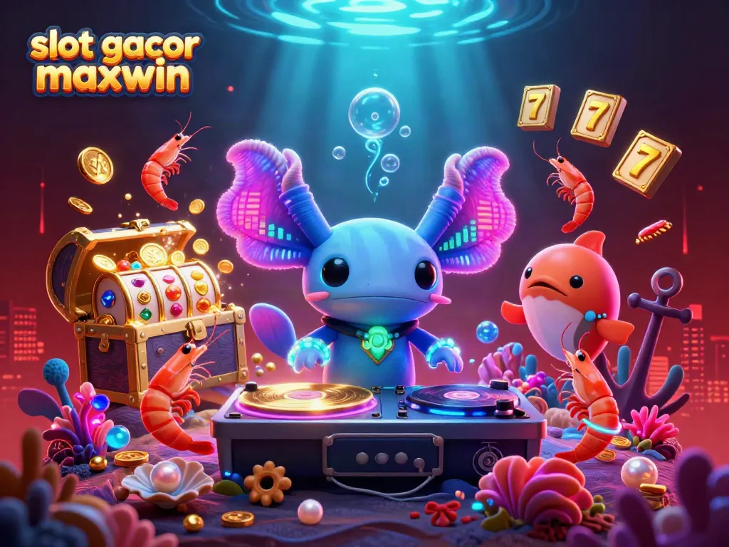 Experience thrilling moments with slot gacor maxwin in a vibrant underwater DJ scene with treasure and excitement.