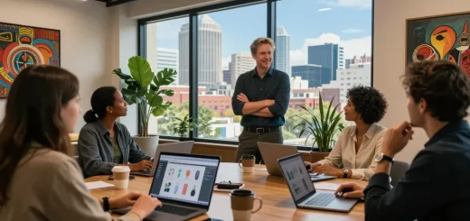 David Vepraskas Atlanta networking at a modern co-working space in the heart of the city