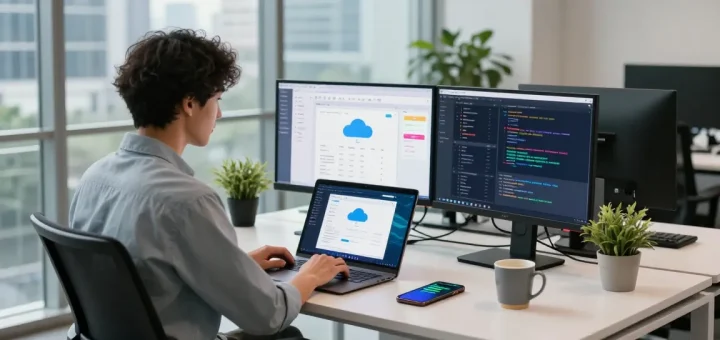 Logging into raja328 with a professional in a modern tech workspace